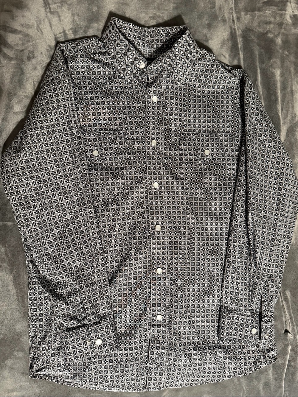 Boys' Navy Geo-Print Button-Down Shirt